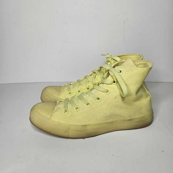 Converse Monochromatic Neon Yellow High Top Sneakers Size 8 - Picture 4 of 6